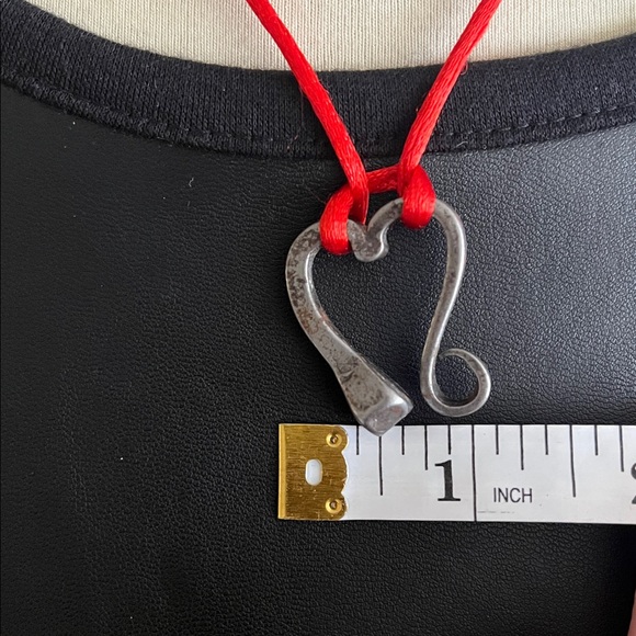 Red Cord Necklace with Silver Heart Pendant - Picture 4 of 4